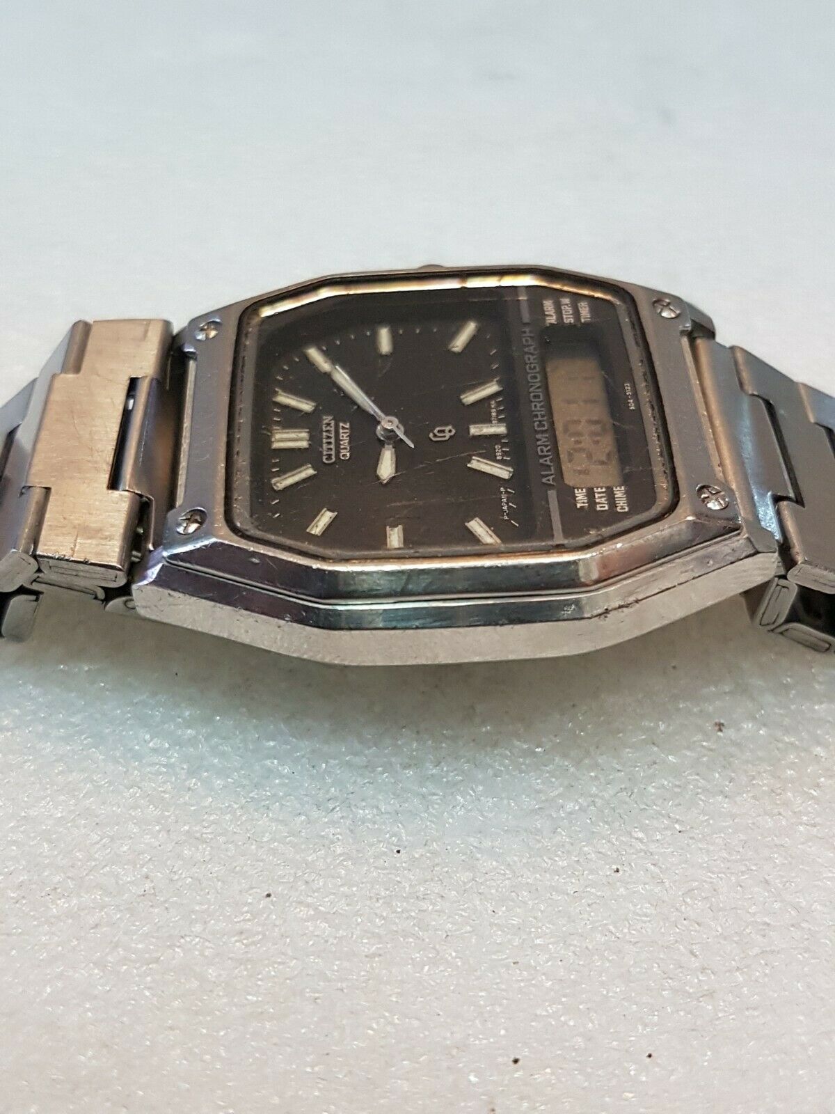Montre Vintage Citizen GN-4-S - Chronographe Numérique Double Fuseau - Ton Or - À Réviser