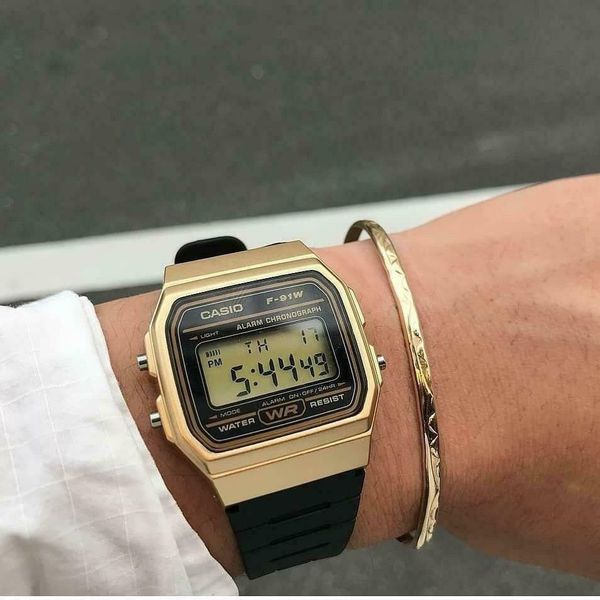 Casio F91WM-9A Gold Resin Strap Digital Sport Authentic Watch 