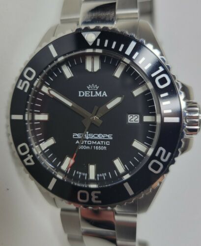 Delma Periscope Swiss Made Automatic Black Dial Men s Watch 45.5mm WatchCharts Marketplace