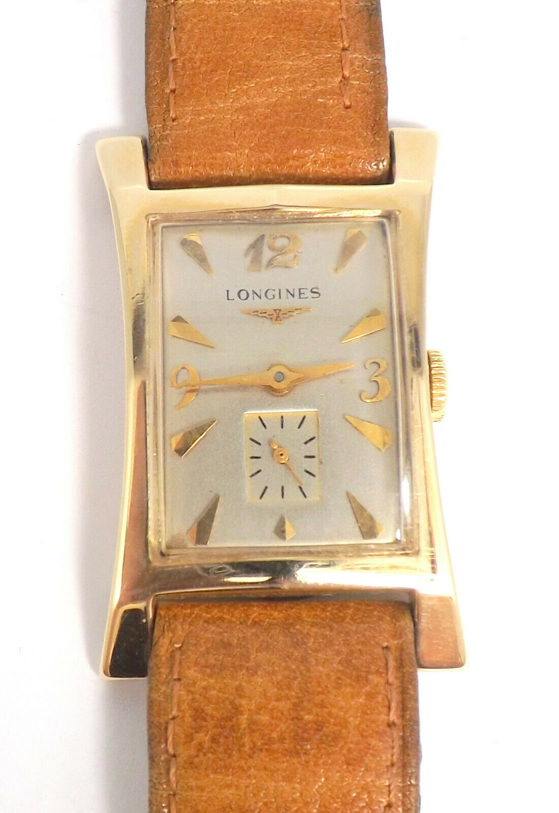 14K Gold Longines 9LT Hourglass Art Deco Flared Case Men s Wrist