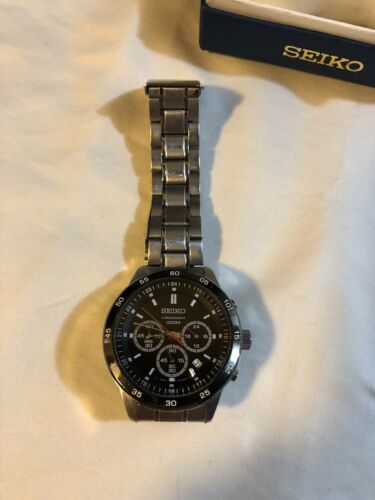 SEIKO chronograph 100M 4t53 00c0 analog SS Men s Watch Very Good