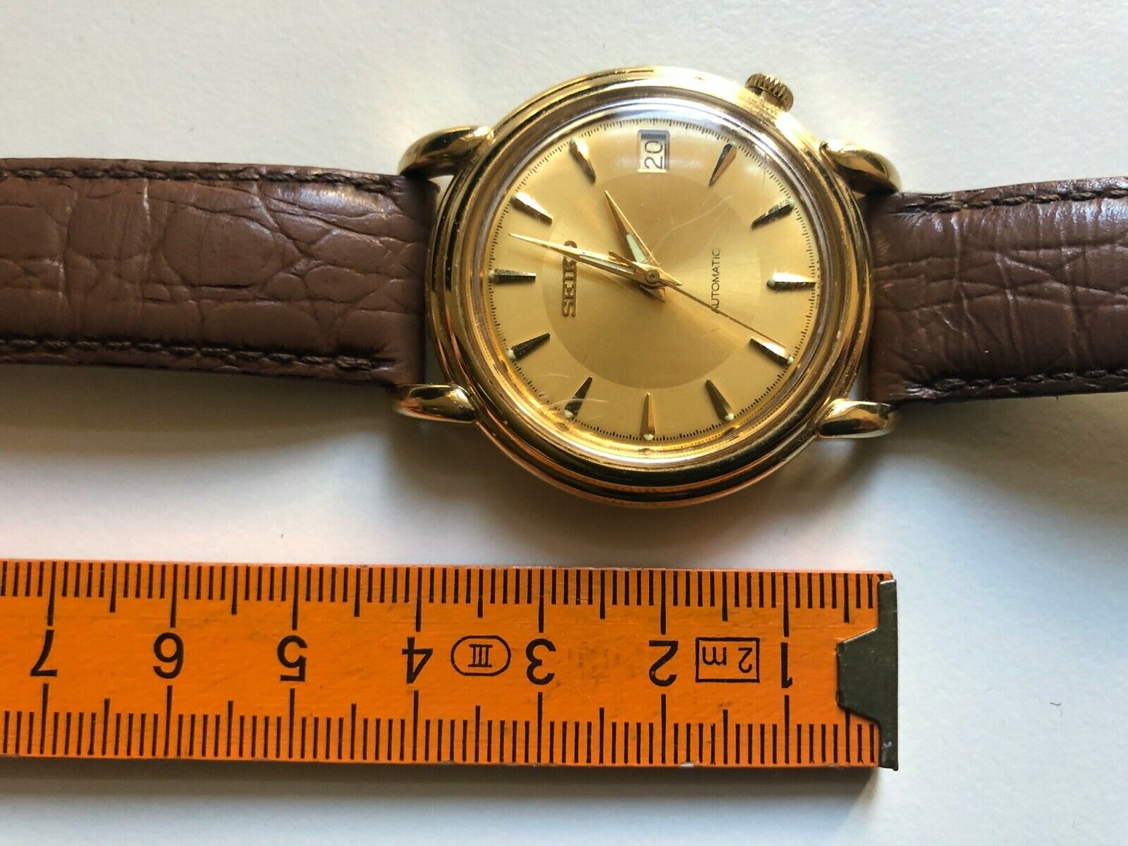 SEIKO Automatik Herren Armbanduhr 37mm vergoldet Datum Sekunde Ref