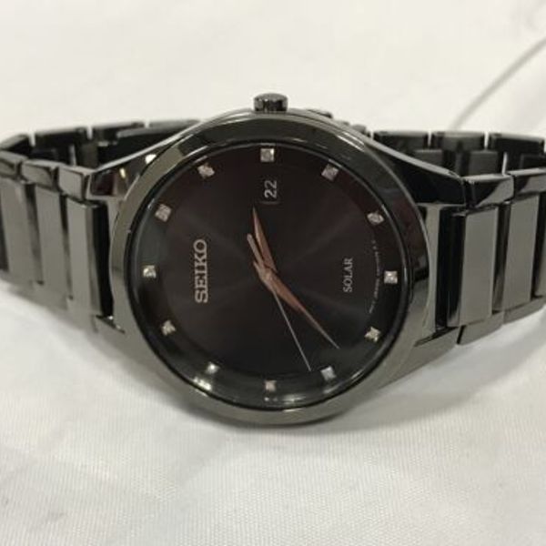 Seiko Solar Men's Diamond Stainless Steel Black Ion Watch - SNE243 MSRP:  $395 | WatchCharts