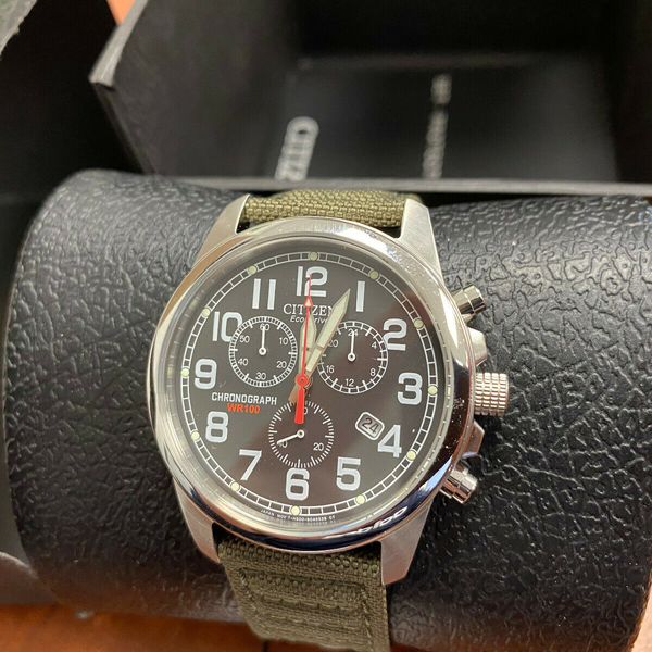 Citizen Watches AT020005E EcoDrive Chronograph Canvas Watch Men's WatchCharts