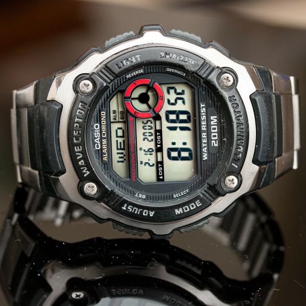 Casio WV200DA-1AV Mens Black Digital WAVECEPTOR Watch Atomic Steel ...