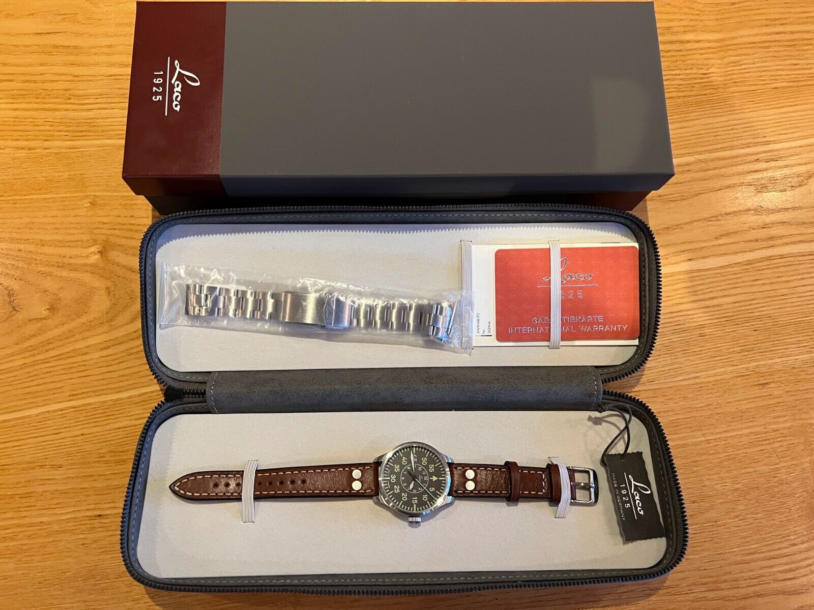 Laco Aachen Type B Flieger Pilot Watch - 39mm Leather Strap and