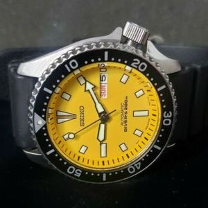 Seiko Men's Stainless Steel, Yellow dial, Automatic 200m Diver Watch SKXA35  | WatchCharts