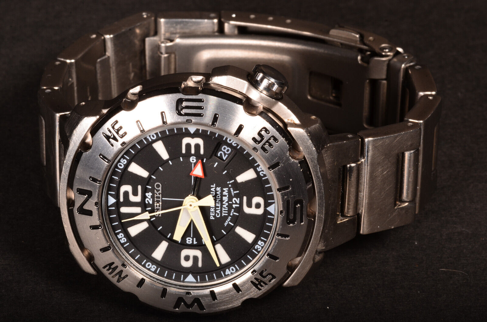 Seiko 8F56-0070 Landtrek SBCJ009 GMT Perpetual Prospex Titanium