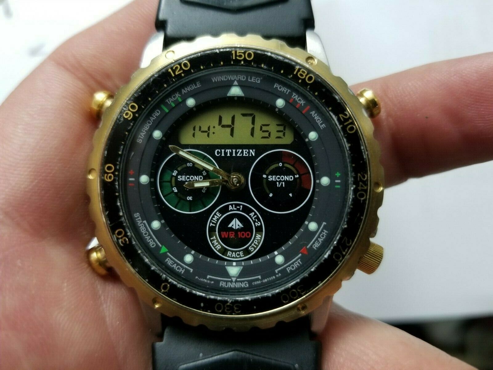 VINTAGE CITIZEN YACHT TIMER C050-088387 K DIGITAL LCD ANALOGUE