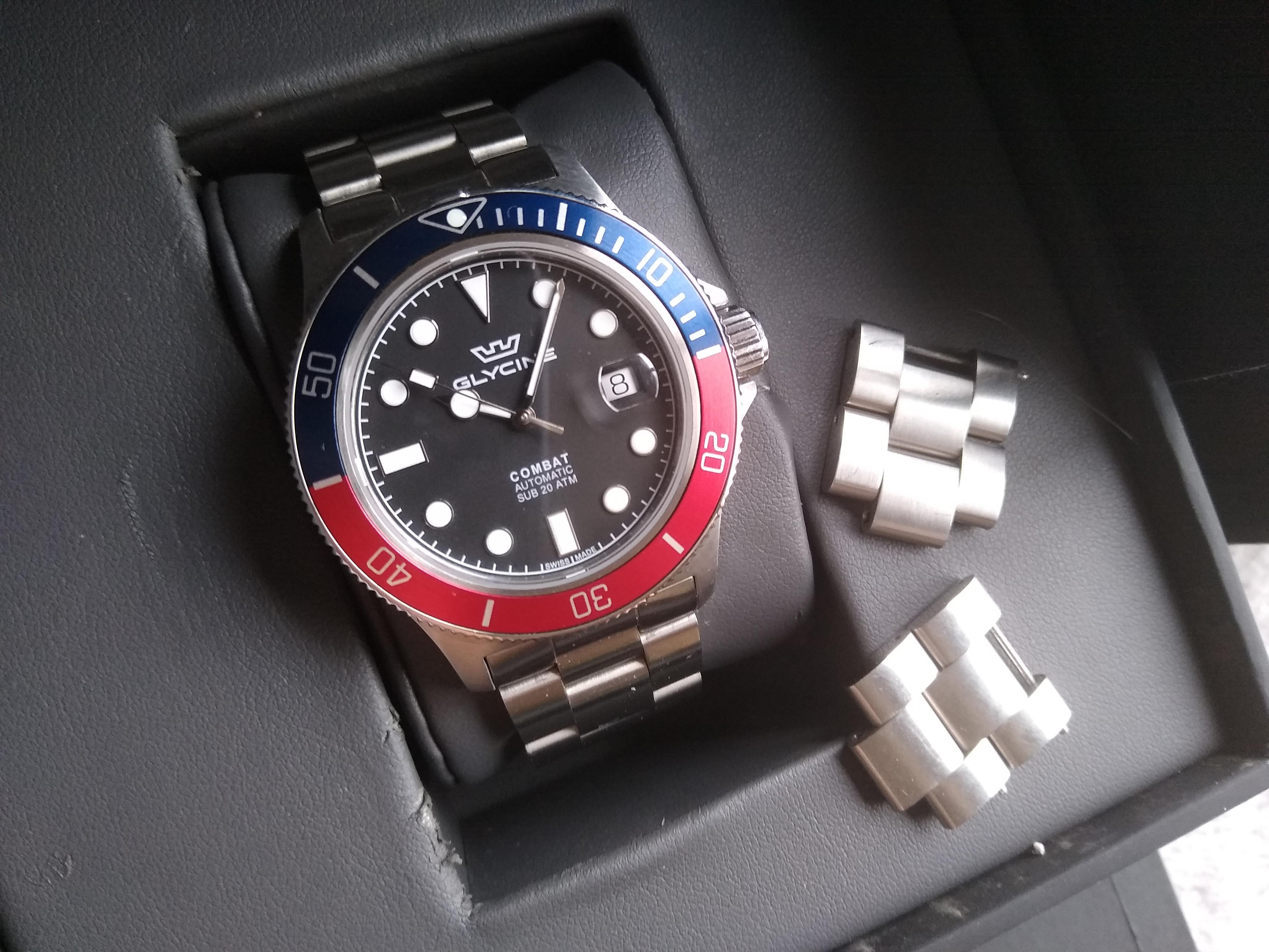 WTS Glycine Combat Sub Swiss Automatic 42mm GL0196 Pepsi Drop