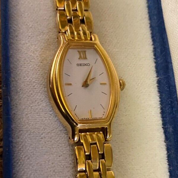 VINTAGE SEIKO LADIES GOLD COLOURED COCKTAIL DRESS QUARTZ WATCH 