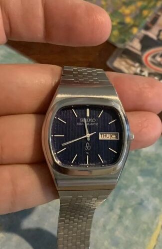 Vintage Seiko 5856-5010 King Quartz Blue Dial Mens Watch, KQ