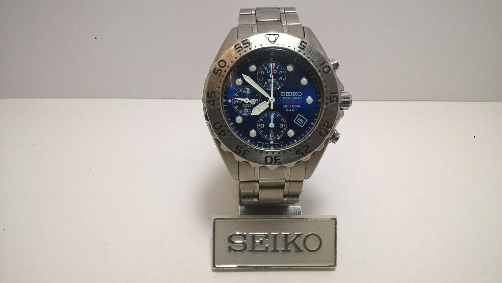 稼働 SEIKO scuba 200m クロノグラフ 7t92-0bd0 J-9438| セイコー ダイバー クロノグラフ チタン SCUBA 200M