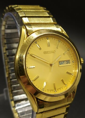 Vintage Seiko 7N43-9070 Day Date Gold Tone Men's Quartz Watch | WatchCharts