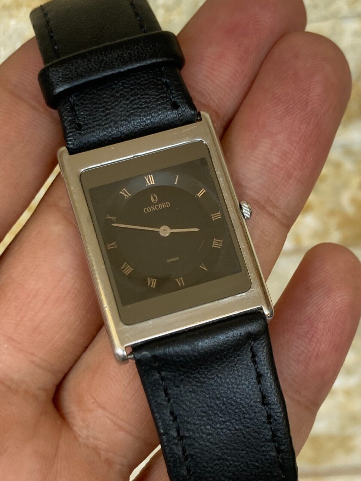 VINTAGE CONCORD WATCH CAL 210001 TANK BLACK DELIRIUM 14.20.617