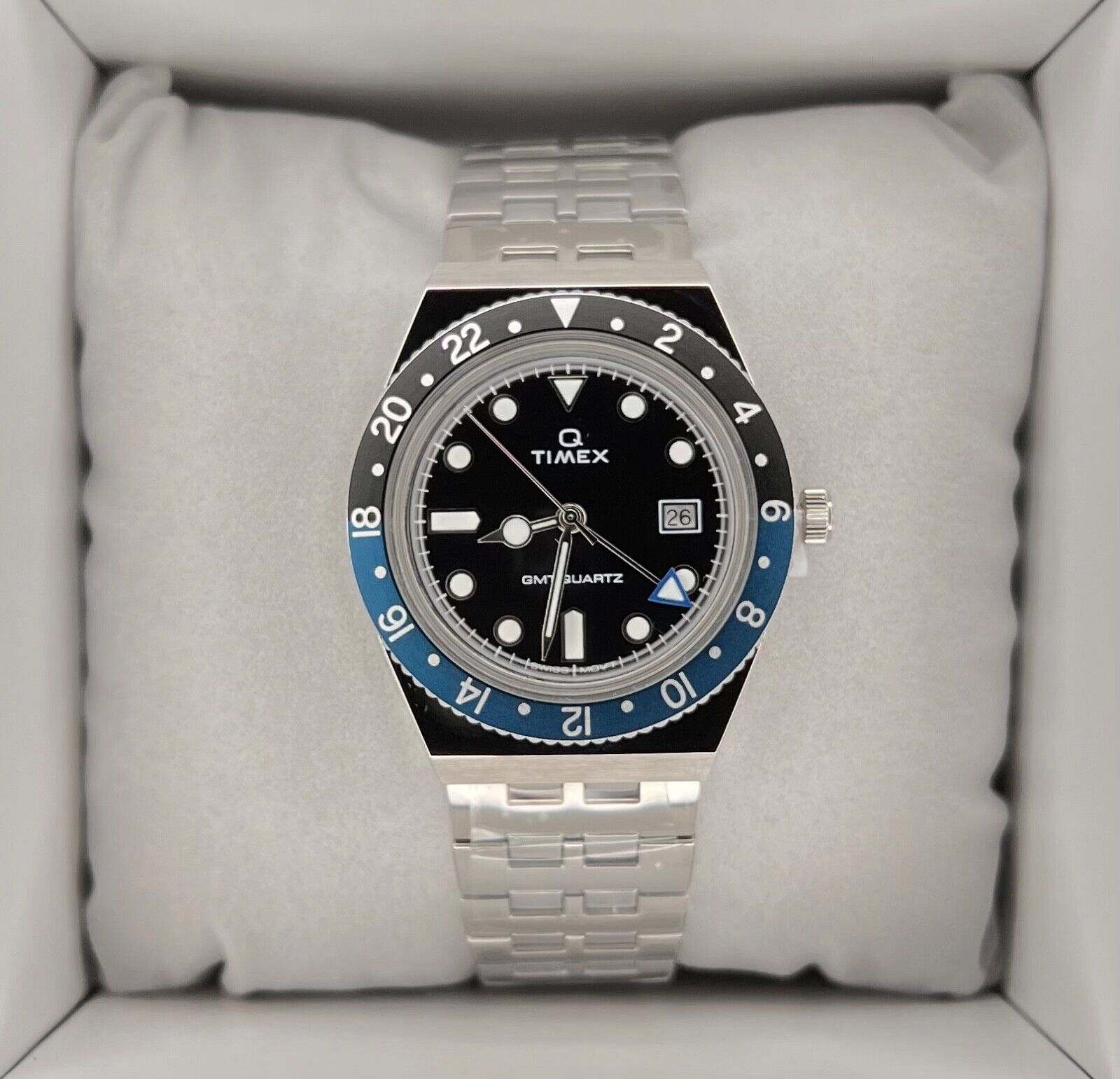 Timex Q GMT Batman (Black and Blue) 38mm New With Box & Papers