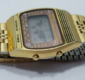 Vintage SEIKO WORLD TIME A239-5020 Watch - Rare Red Map Gold Model