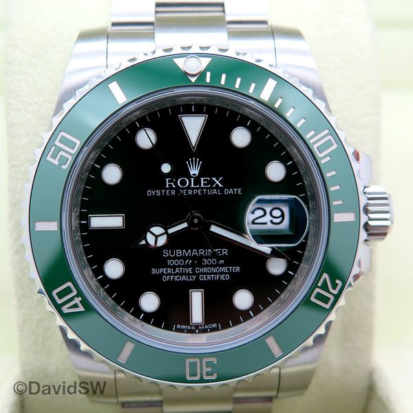 FS: Rolex 116610LV STAINLESS STEEL SUBMARINER CERAMIC GREEN BEZEL ...