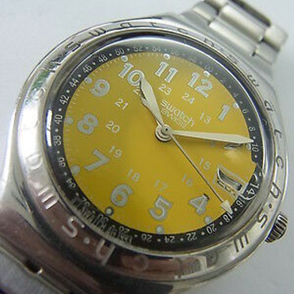 YGS409 Swatch 1997 Irony Big Happy Joe Yellow Date Classic