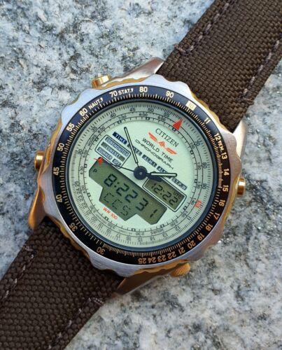 CITIZEN WORLD TIME NEW OLD STOCK CHRONOGRAPH C080 089570 K SUPER