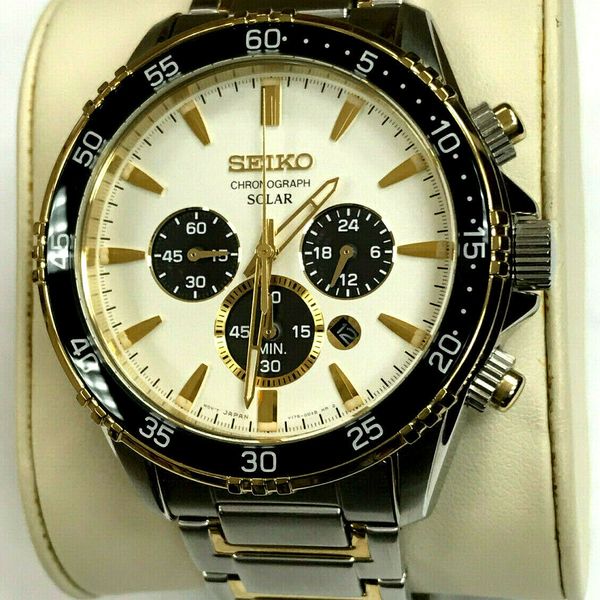Seiko SSC446 Core Chronograph V175-0DH0 Two-Tone Men's Solar Watch WARRANTY  | WatchCharts