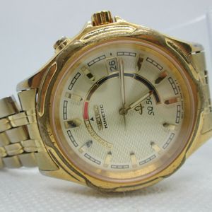 SEIKO KINETIC SQ50 5M42-0C40 DATE GOLDPLATED QUARTZ MENSWATCH