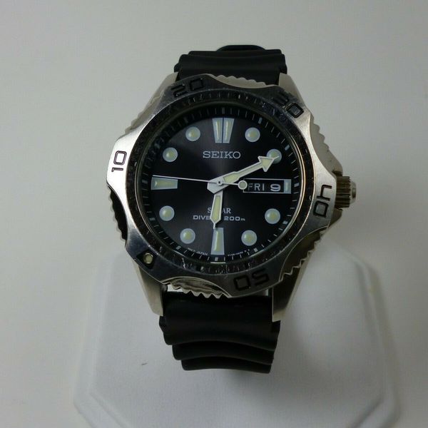 Seiko Air-Diver Solar 200M, ref. V158-0AE0 with Black dial NO RESERVE ...