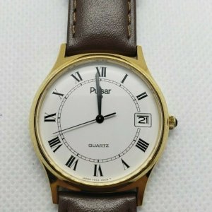 Pulsar Quartz Mens Dress Watch, Y552-8009 Japan, New Battery 