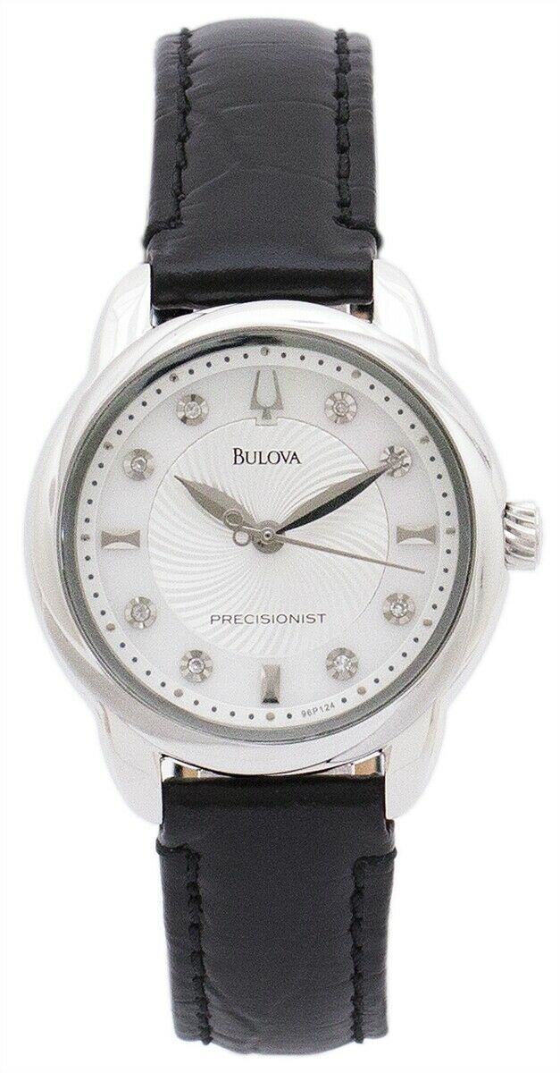 Bulova 96P124 Women's Precisionist Brightwater Black Leather Band Dress