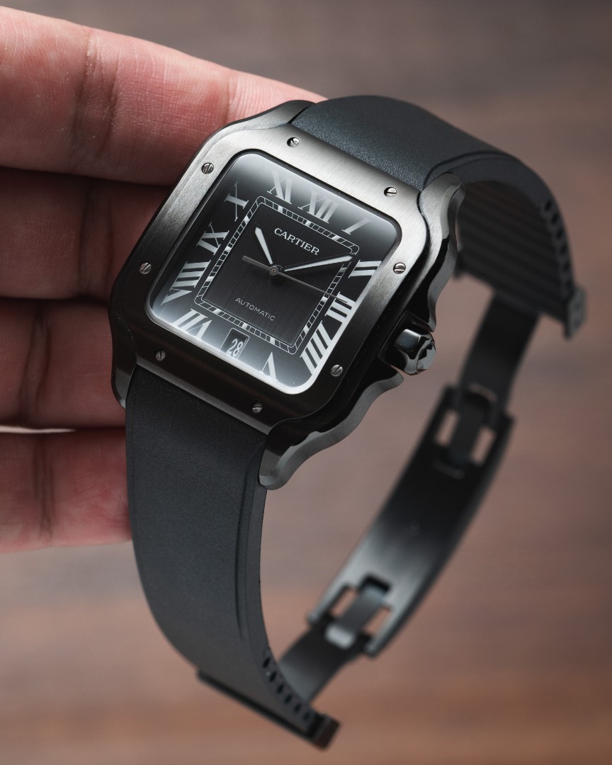 Black Rubber CTS Cartier Santos de Cartier Strap (Delugs