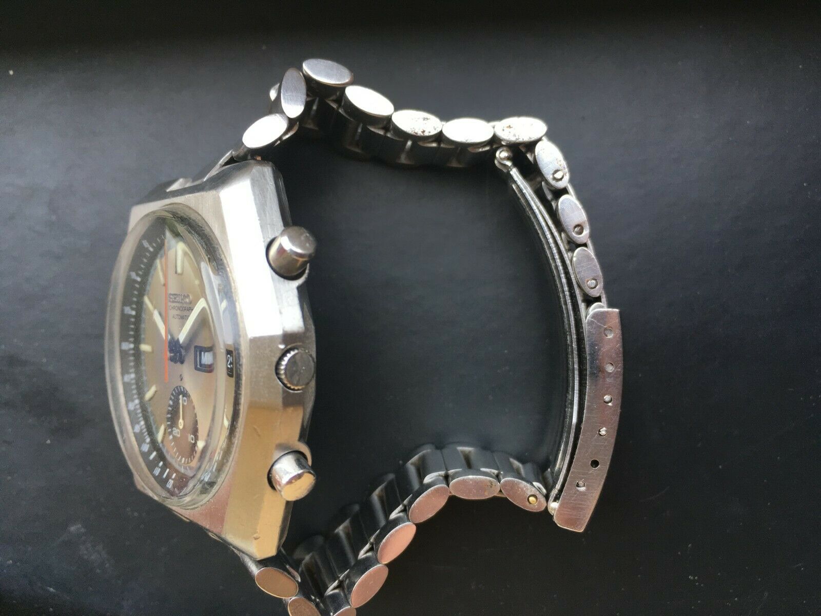 SEIKO 6139-7080 Vintage 1976 Chronograph Rare Hexagon Watch 