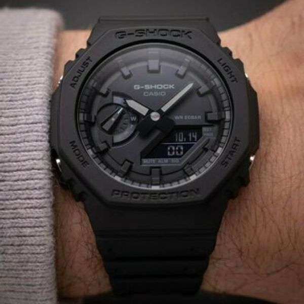 Casio G-shock ga-2100-1a1er CasiOak Full metal mod Stealth Black ...