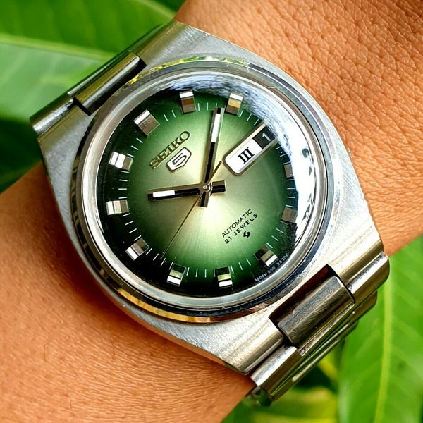 Seiko 5 Automatic 6119-7460 Green Dial Day Date Mens Sep 1974 Vtg Japan  Watch | WatchCharts