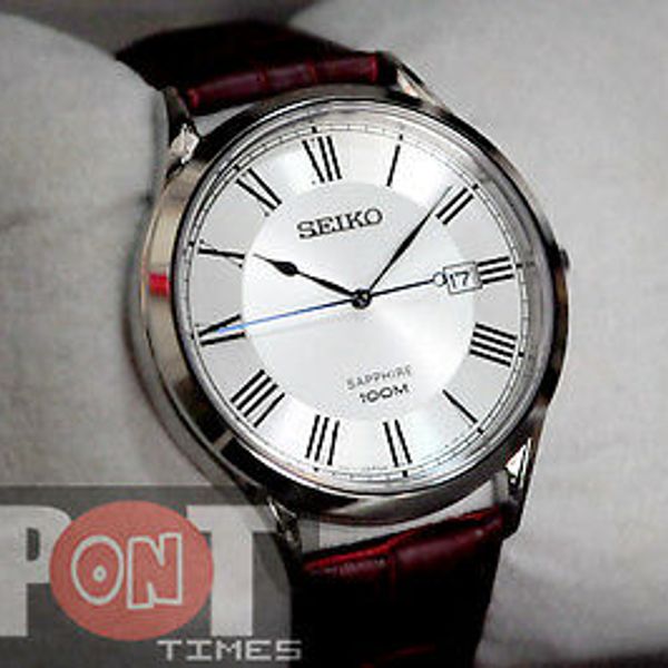 Seiko Sapphire 100m Leather Strap Men's Watch SGEG97P1 | WatchCharts