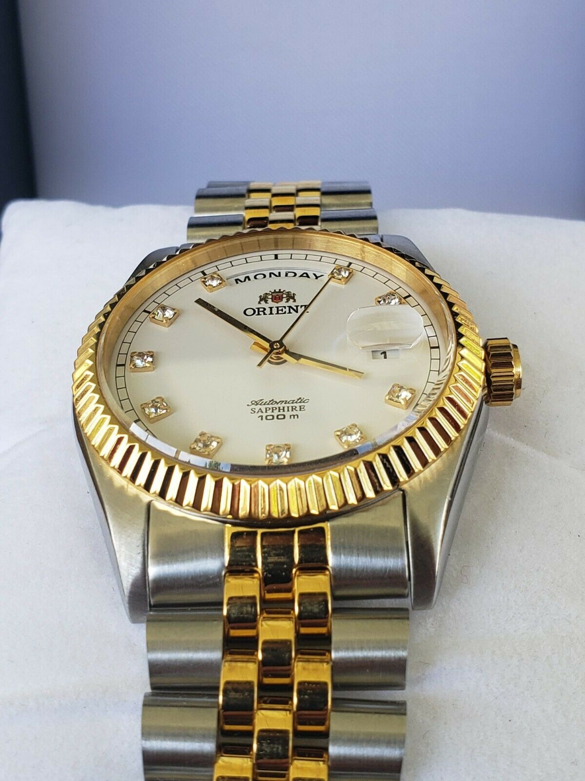 Orient Oyster President Day-Date Two Tone Watch Sapphire Crystal 