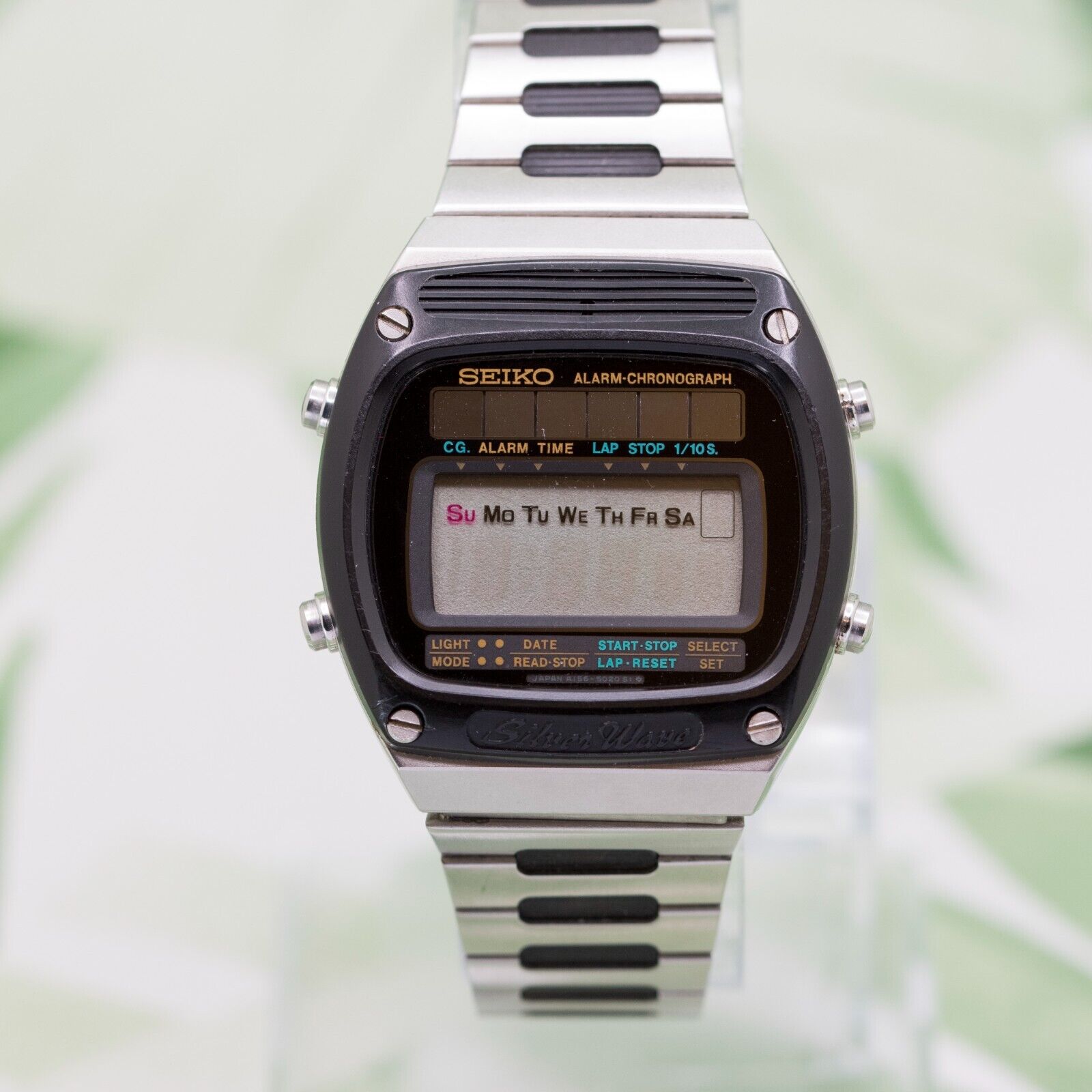 1979 SEIKO A156-5030 SOLAR SILVER WAVE VINTAGE DIGITAL WATCH JAPAN 