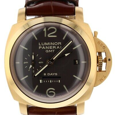 Panerai Luminor 1950 GMT 8 Days 18K Rose Gold 44 mm Brown Watch