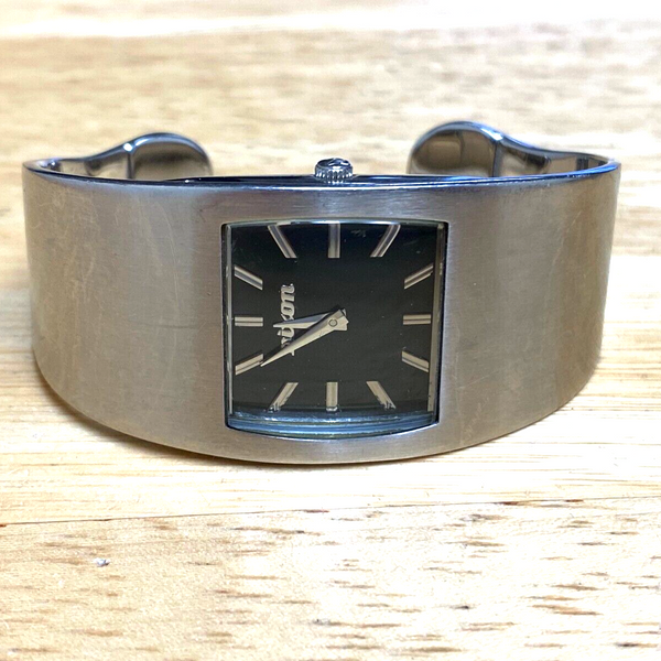 Nixon Silver Cuff Watch - The Cleo Nixon The Cleo Silver Tone Black Square Cuff Watch | eBay main image 2