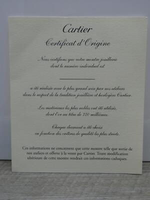 Blank CARTIER Certificate of Origin Guarantee Jewellery Watch 18k