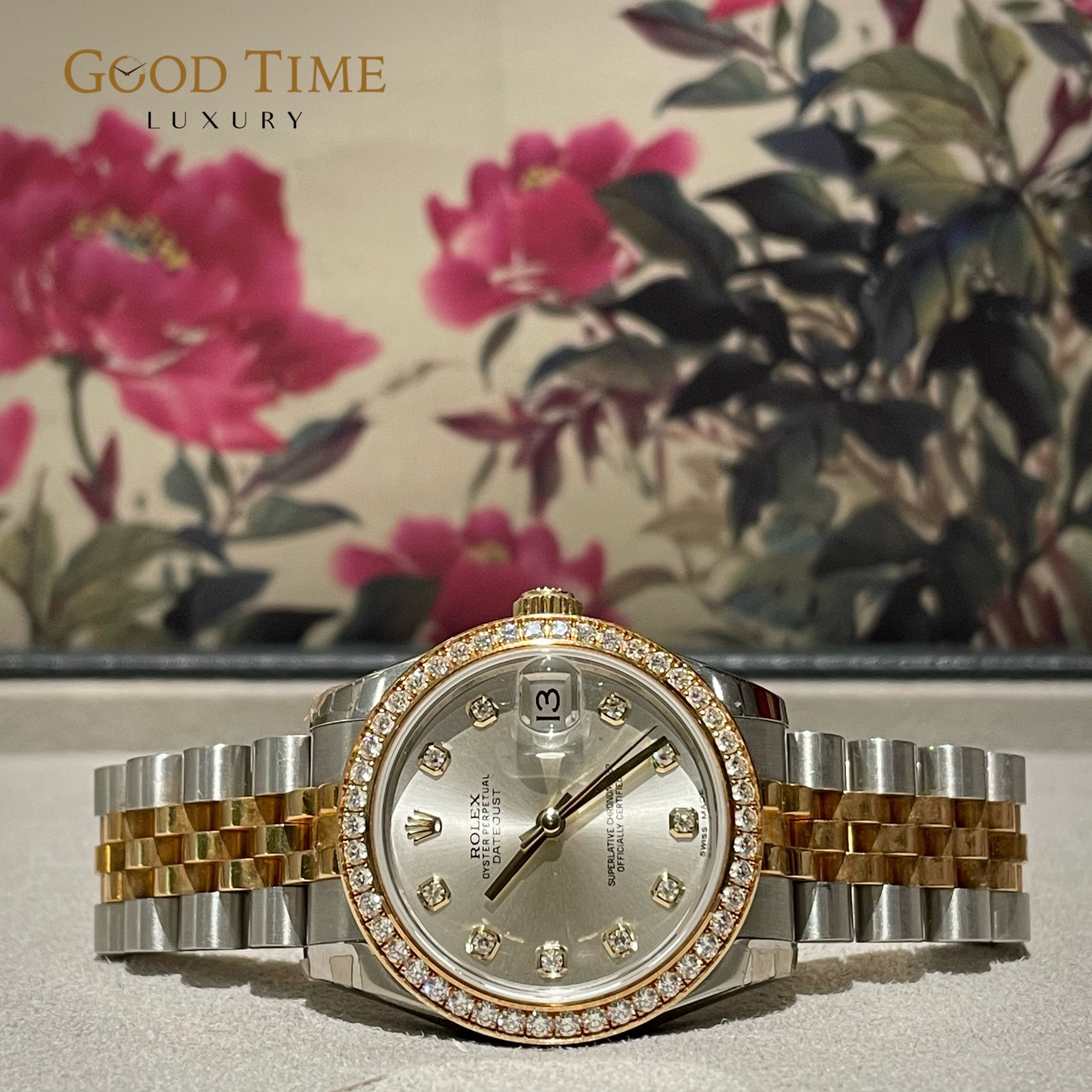 2014 Rolex Datejust 31 178383 Factory Diamond Bezel Yellow Gold