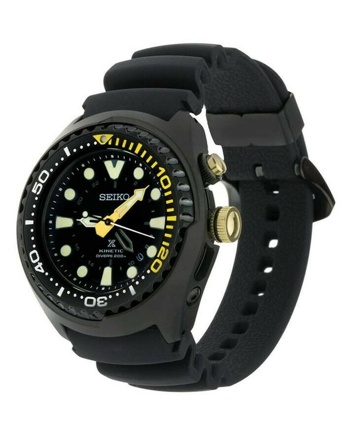 Seiko Kinetic Black Ion Silcone Strap Black Dial Men S Watch Sun Watchcharts