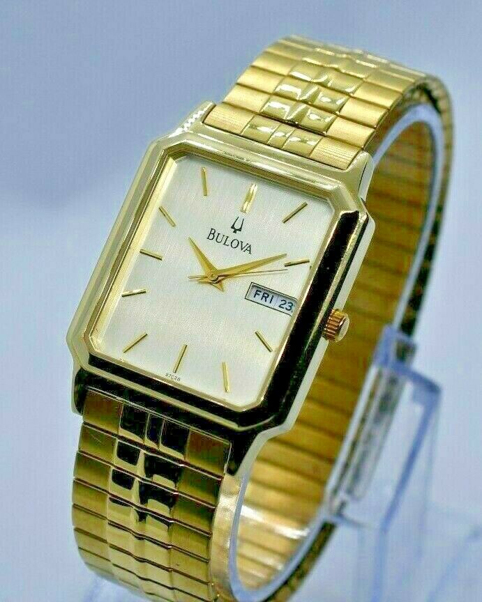 Bulova Classic Square Gold Tone Dress Watch, Stretch Band