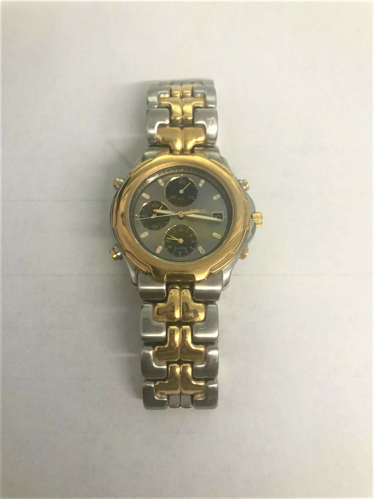 Montre Vintage Seiko Sports 100 - Réf. 6923-8090 - Acier Inox, Cadran Bleu, étanche 100m - Années 80