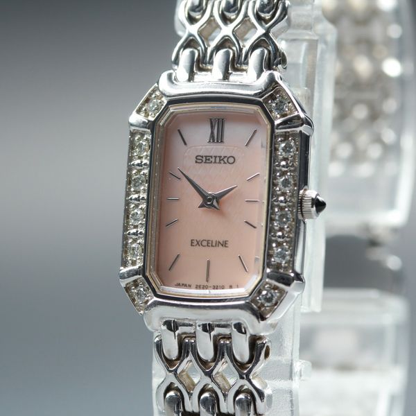 64 稼動 SEIKO 時計 レディース Exceline ピンク　2Pダイヤ 64 稼動 SEIKO 時計 レディース Exceline ピンク 2Pダイヤ Seiko