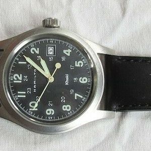 Hamilton Khaki 6361 Stainless Quartz Wristwatch Black Dial