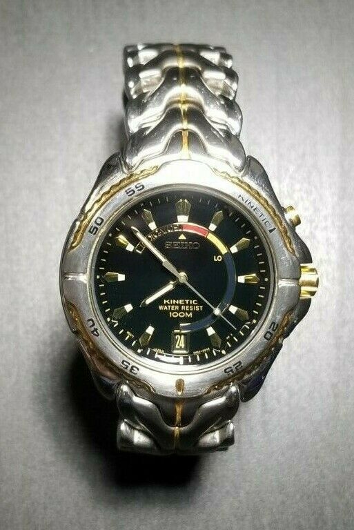 Seiko Kinetic 5M62 0B40 Sports 100m Men Tu Tone Automatic Watch