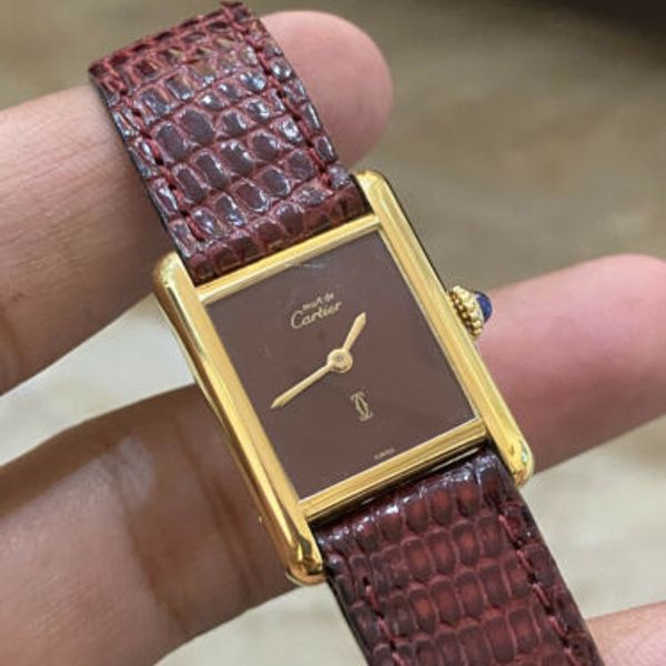 Rare Vintage Must de Cartier Tank Vermeil 925 Silver Gold Plated Ladies Watch WatchCharts