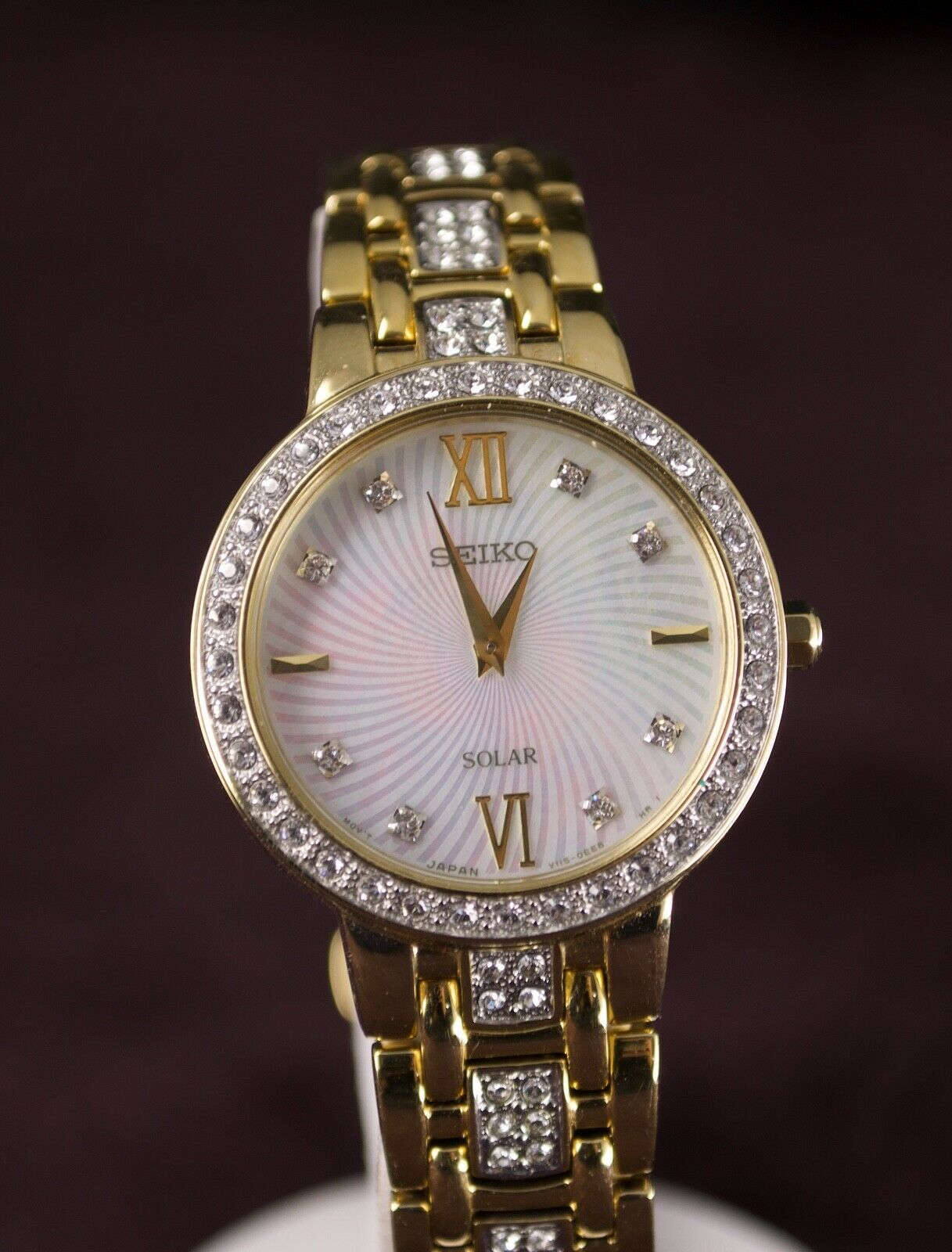 Seiko women's solar online watch with swarovski crystals