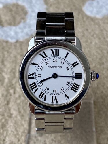 Cartier Ronde Solo 2933 White Roman Dial 29mm Original Bracelet