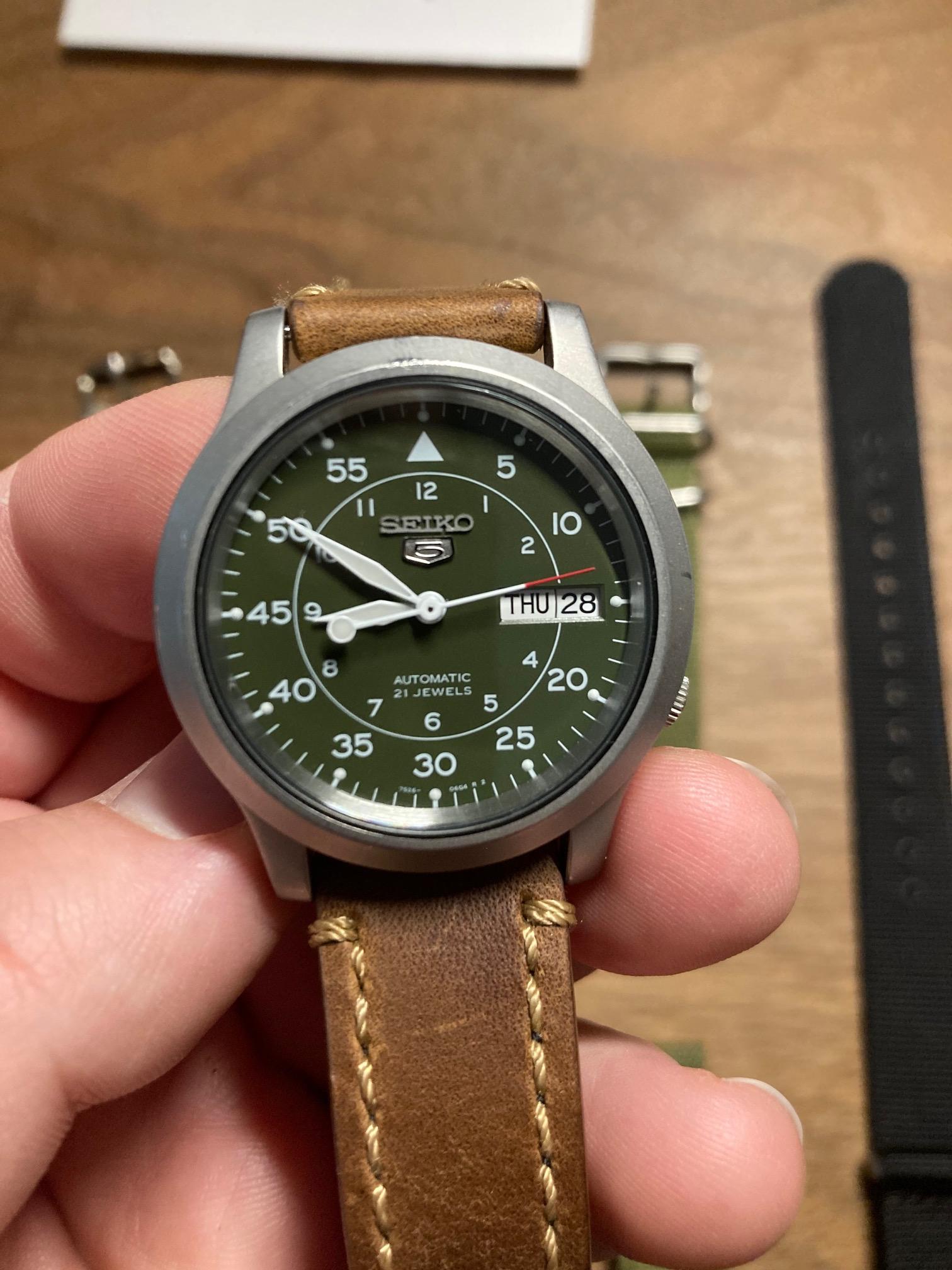 Seiko snk805 leather sales strap